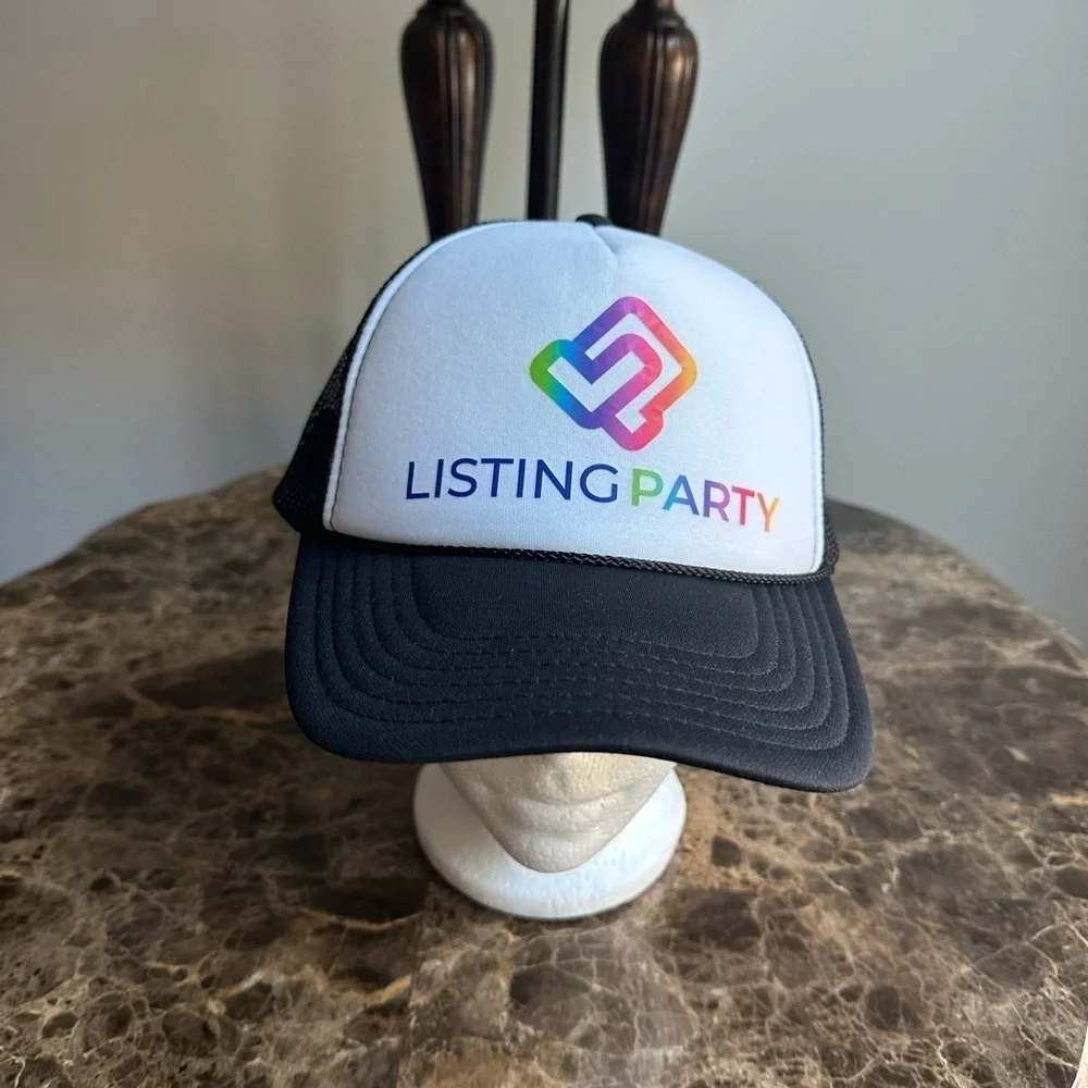 List Perfectly Black & White w/ Neon Type Baseball Cap